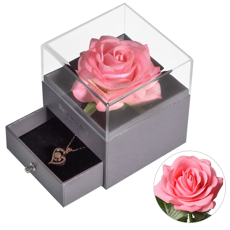 Eternal Rose Jewelry Box  with Necklace Forever Love