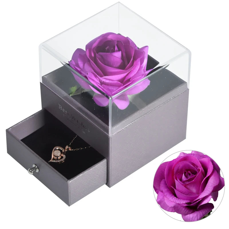 Eternal Rose Jewelry Box  with Necklace Forever Love