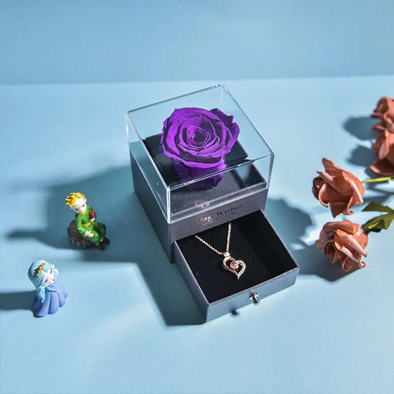 Eternal Rose Jewelry Box  with Necklace Forever Love