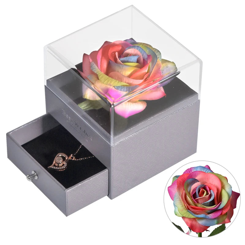 Eternal Rose Jewelry Box  with Necklace Forever Love