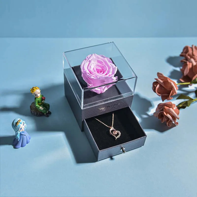 Eternal Rose Jewelry Box  with Necklace Forever Love