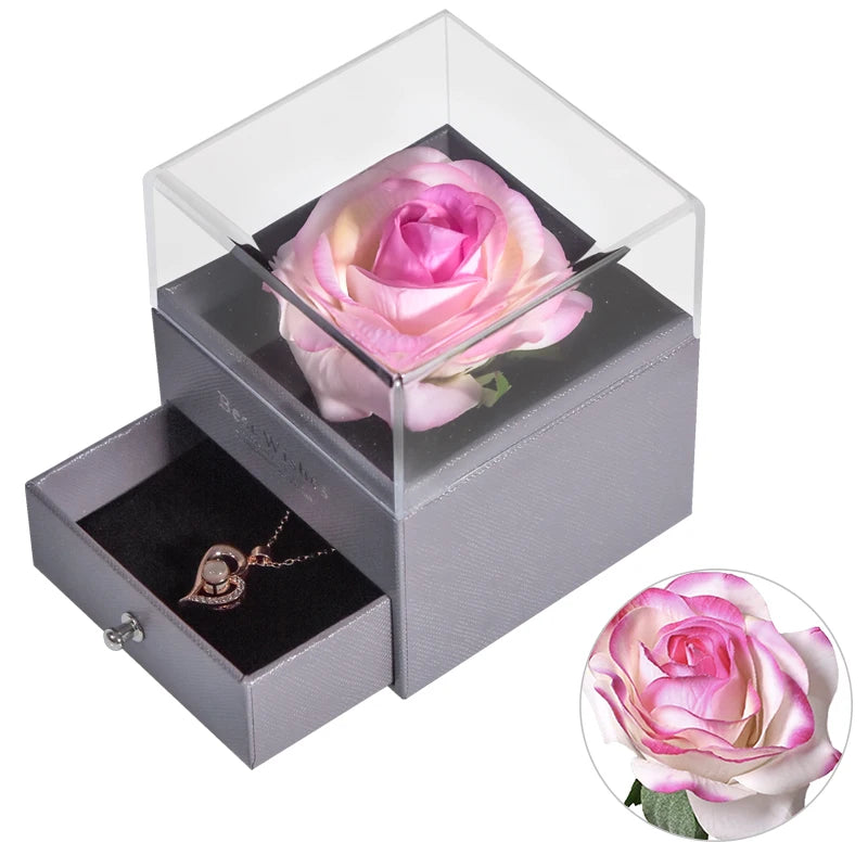 Eternal Rose Jewelry Box  with Necklace Forever Love