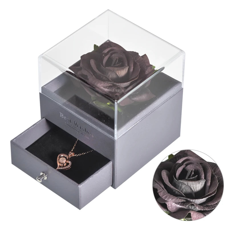 Eternal Rose Jewelry Box  with Necklace Forever Love