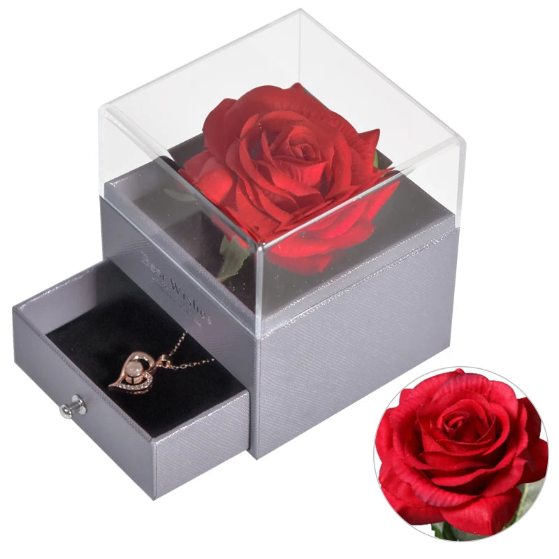 Eternal Rose Jewelry Box  with Necklace Forever Love