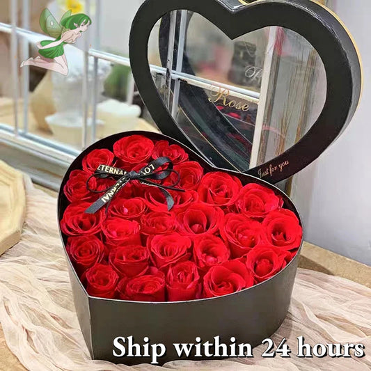 Heart Shape Artificial Eternal Rose Gift Box