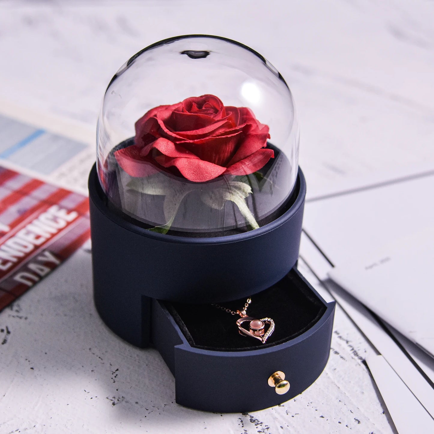 Eternal Rose Jewelry Box  with Necklace Forever Love