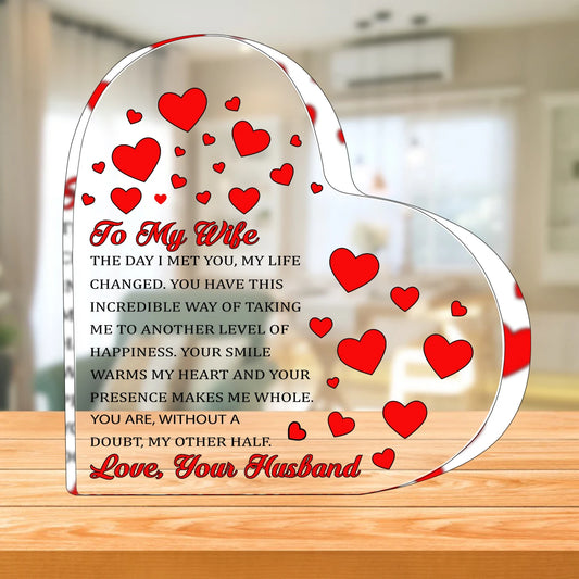 To My Wife Heart Shaped Acrylic Plaque