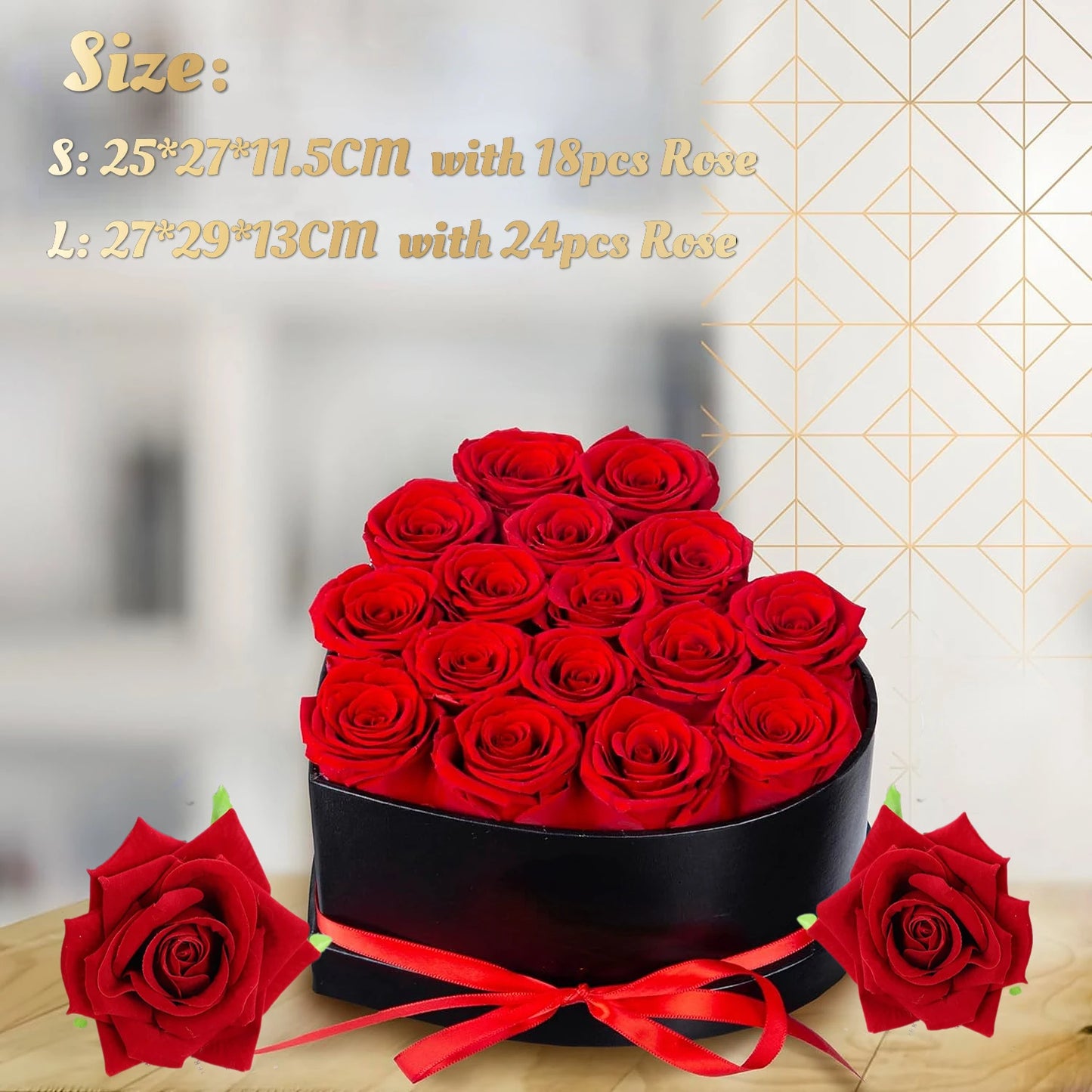 Heart Shape Artificial Eternal Rose Gift Box