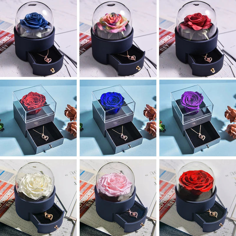 Eternal Rose Jewelry Box  with Necklace Forever Love